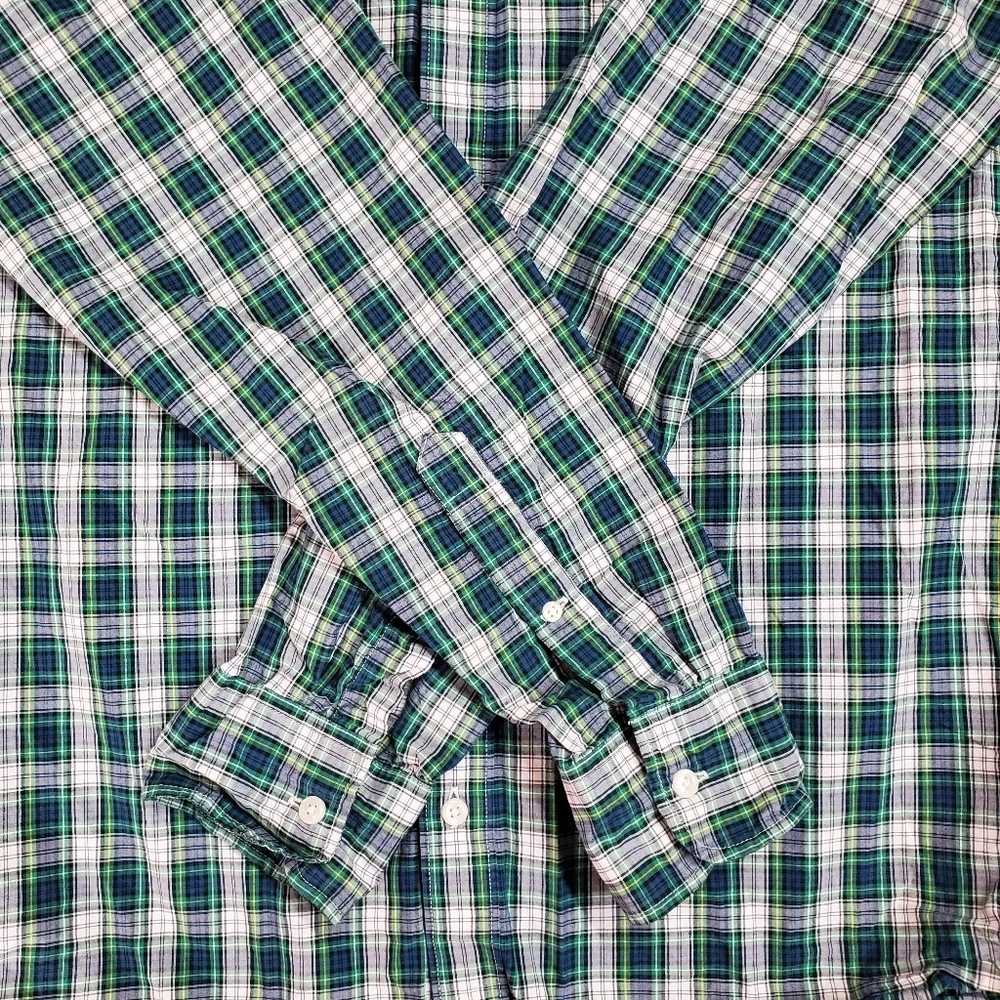 J Crew Mens Checker Plaid Button Down Long Sleeve Shirt Size Medium Slim Fit